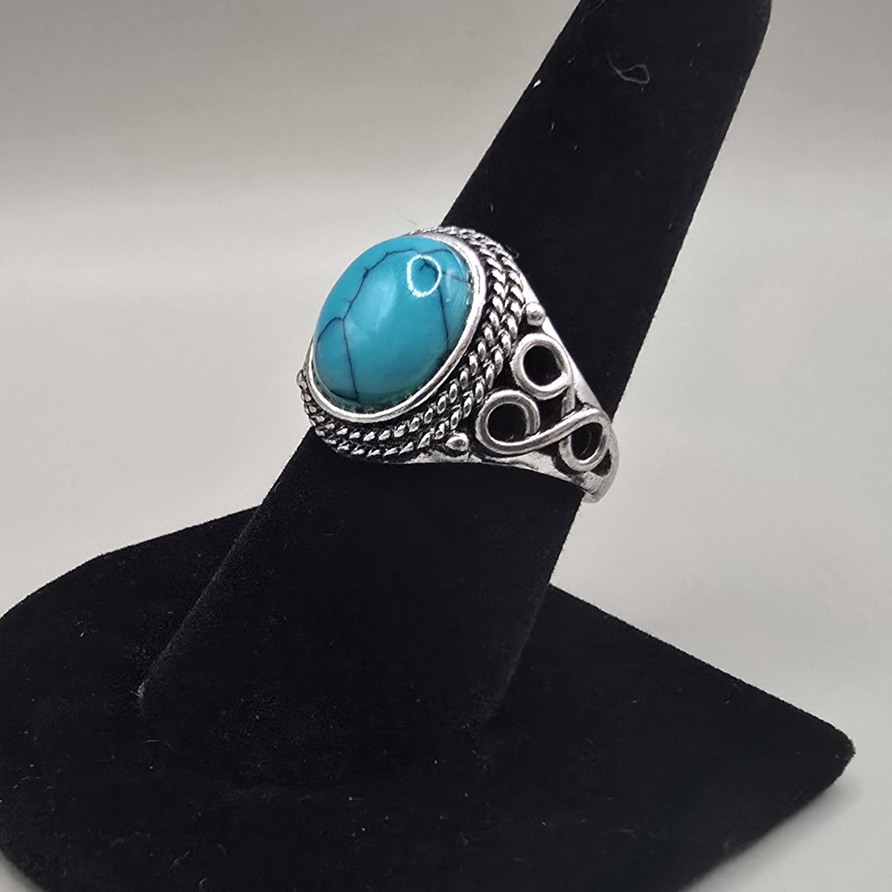 Ring Size 8 3/4 Turquoise Stone sterling Silver 925